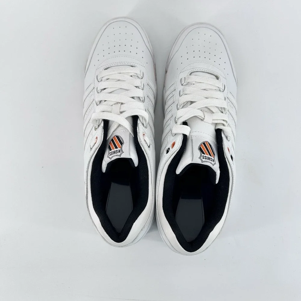 Retro Preppy Tenniscore Court Sneakers Mens 12 White Orange Casual Old Money